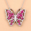 2.88 Carat Genuine Ruby and White Zircon .925 Sterling Silver Necklace-9
