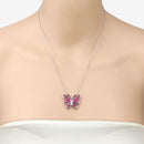 2.88 Carat Genuine Ruby and White Zircon .925 Sterling Silver Necklace-10