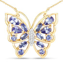 2.76 Carat Genuine Tanzanite and White Zircon .925 Sterling Silver Necklace-5
