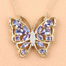 2.76 Carat Genuine Tanzanite and White Zircon .925 Sterling Silver Necklace-9