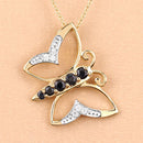 0.56 Carat Genuine Blue Sapphire and White Zircon .925 Sterling Silver Necklace-9