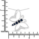 0.56 Carat Genuine Blue Sapphire and White Zircon .925 Sterling Silver Necklace-7