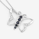 0.56 Carat Genuine Blue Sapphire and White Zircon .925 Sterling Silver Necklace-8