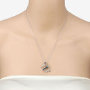 0.56 Carat Genuine Blue Sapphire and White Zircon .925 Sterling Silver Necklace-10
