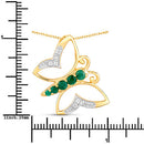 0.51 Carat Genuine Emerald and White Zircon .925 Sterling Silver Necklace-7