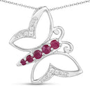 0.62 Carat Genuine Ruby and White Zircon .925 Sterling Silver Necklace-5