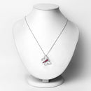 0.62 Carat Genuine Ruby and White Zircon .925 Sterling Silver Necklace-6