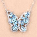 5.54 Carat Genuine Swiss Blue Topaz .925 Sterling Silver Necklace-9