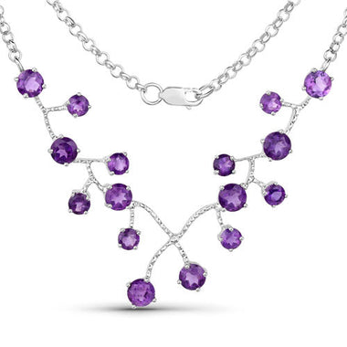 5.36 Carat Genuine Amethyst .925 Sterling Silver Necklace - 0