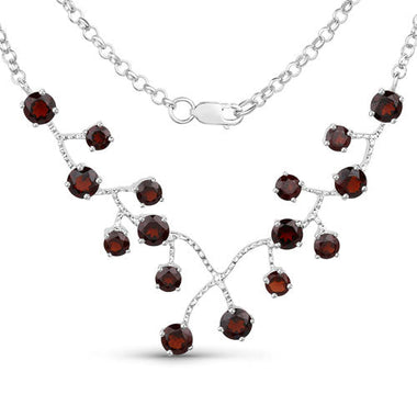 7.20 Carat Genuine Garnet .925 Sterling Silver Necklace - 0