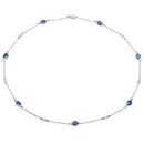 6.43 Carat Genuine Blue Sapphire and White Diamond .925 Sterling Silver Necklace-3