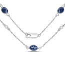 6.43 Carat Genuine Blue Sapphire and White Diamond .925 Sterling Silver Necklace-4