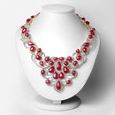 160.14 Carat Glass Filled Ruby and White Diamond .925 Sterling Silver Necklace-6