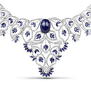 40.93 Carat Genuine Glass Filled Sapphire and White Diamond .925 Sterling Silver Necklace-4