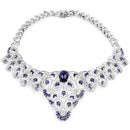 40.93 Carat Genuine Glass Filled Sapphire and White Diamond .925 Sterling Silver Necklace-5