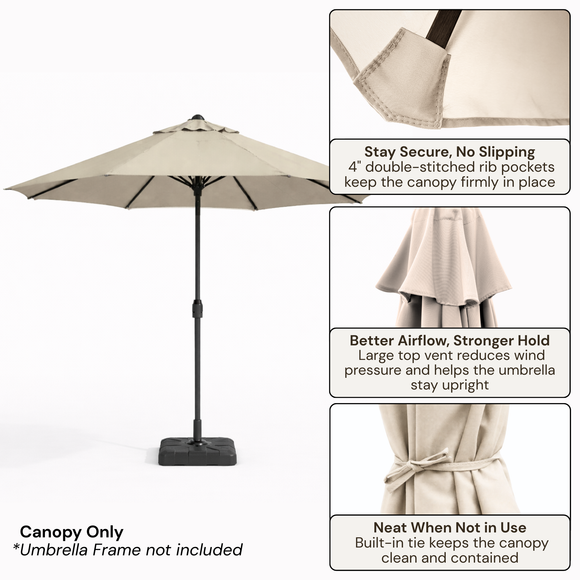 9ft Market Patio Umbrella 8 Rib Replacement Canopy Natural