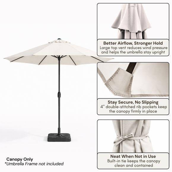 9ft Market Patio Umbrella 6 Rib Replacement Canopy Off-White