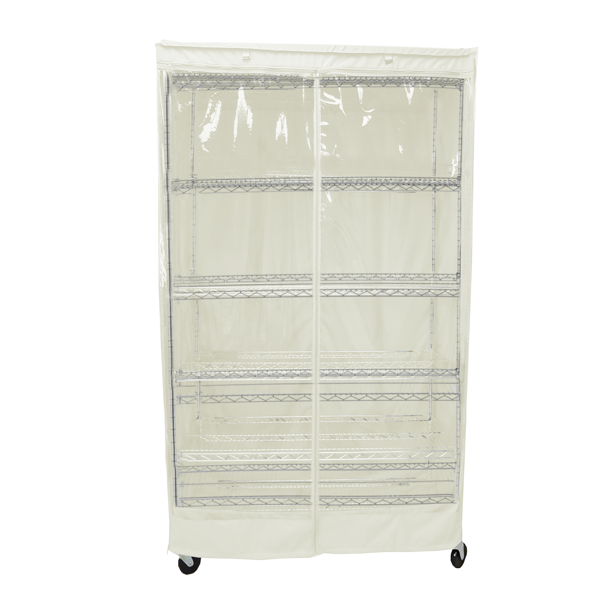 Storage Shelving Unit Cover, fits racks 30"W x 24"D x 72"H one side see through panel in Off White