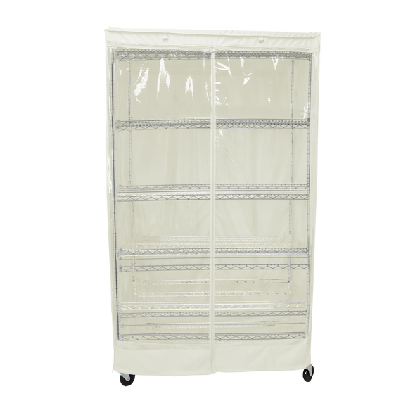 Storage Shelving Unit Cover, fits racks 36"W x 18"D x 72"H one side see through panel in Off White