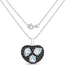 3.52 Carat Genuine Blue Topaz and Black Spinel .925 Sterling Silver Pendant-4