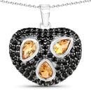 3.19 Carat Genuine Citrine and Black Spinel .925 Sterling Silver Pendant-3