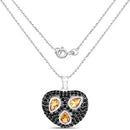 3.19 Carat Genuine Citrine and Black Spinel .925 Sterling Silver Pendant-4