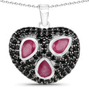 3.28 Carat Genuine Ruby and Black Spinel .925 Sterling Silver Pendant-3