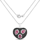 3.28 Carat Genuine Ruby and Black Spinel .925 Sterling Silver Pendant-4