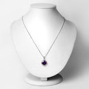 3.20 Carat Genuine Amethyst and White Diamond 18K Yellow Gold with .925 Sterling Silver Pendant-5