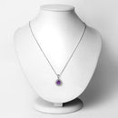 1.87 Carat Genuine Amethyst and White Diamond 14K Yellow Gold with .925 Sterling Silver Pendant-8