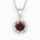 2.32 Carat Genuine Garnet and White Diamond 14K Yellow Gold with .925 Sterling Silver Pendant-6