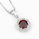 2.32 Carat Genuine Garnet and White Diamond 14K Yellow Gold with .925 Sterling Silver Pendant-7