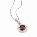 2.32 Carat Genuine Garnet and White Diamond 14K Yellow Gold with .925 Sterling Silver Pendant-9