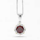 2.32 Carat Genuine Garnet and White Diamond 14K Yellow Gold with .925 Sterling Silver Pendant-10