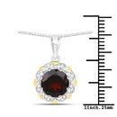 2.32 Carat Genuine Garnet and White Diamond 14K Yellow Gold with .925 Sterling Silver Pendant-13