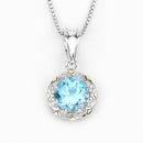 2.32 Carat Genuine Swiss Blue Topaz and White Diamond 14K Yellow Gold with .925 Sterling Silver Pendant-6