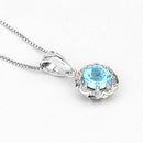 2.32 Carat Genuine Swiss Blue Topaz and White Diamond 14K Yellow Gold with .925 Sterling Silver Pendant-8