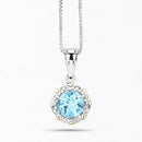 2.32 Carat Genuine Swiss Blue Topaz and White Diamond 14K Yellow Gold with .925 Sterling Silver Pendant-9