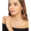 2.32 Carat Genuine Swiss Blue Topaz and White Diamond 14K Yellow Gold with .925 Sterling Silver Pendant-10