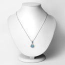2.32 Carat Genuine Swiss Blue Topaz and White Diamond 14K Yellow Gold with .925 Sterling Silver Pendant-13