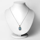 11.05 Carat Genuine Labradorite and White Diamond 14K Yellow Gold with .925 Sterling Silver Pendant-2