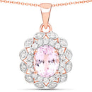 4.26 Carat Genuine Kunzite and White Topaz .925 Sterling Silver Pendant-4