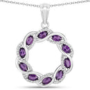 1.83 Carat Genuine Amethyst and White Topaz .925 Sterling Silver Pendant-2