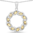 1.73 Carat Genuine Citrine and White Topaz .925 Sterling Silver Pendant-2