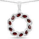 2.33 Carat Genuine Garnet and White Topaz .925 Sterling Silver Pendant-2