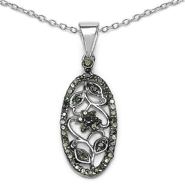 0.22 Carat Genuine Green Diamond .925 Sterling Silver Pendant