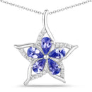 1.17 Carat Genuine Tanzanite and White Zircon .925 Sterling Silver Pendant-13