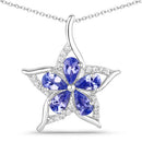 1.17 Carat Genuine Tanzanite and White Zircon .925 Sterling Silver Pendant-5