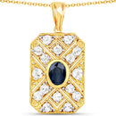 3.43 Carat Genuine Blue Sapphire and White Topaz .925 Sterling Silver Pendant-2