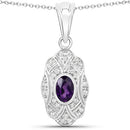 0.54 Carat Genuine Amethyst and White Topaz .925 Sterling Silver Pendant-4